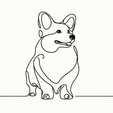 recommend clip art: One Line Art Corgi Drawing Minimalist Style Illustration