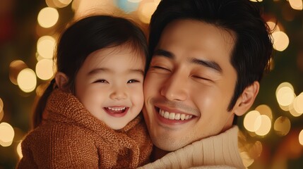 Joyful father and daughter smiling together during festive celebration