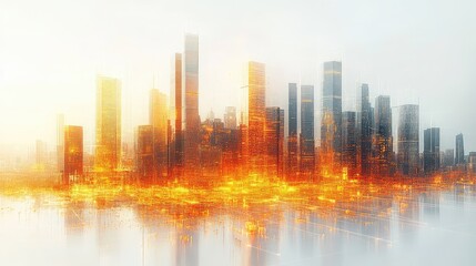 A vibrant city skyline with glowing lights, suggesting energy and modernity.