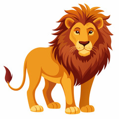 Fototapeta premium Lion isolated on white, Color vector illustration. Wild animal, Cartoon Vector 