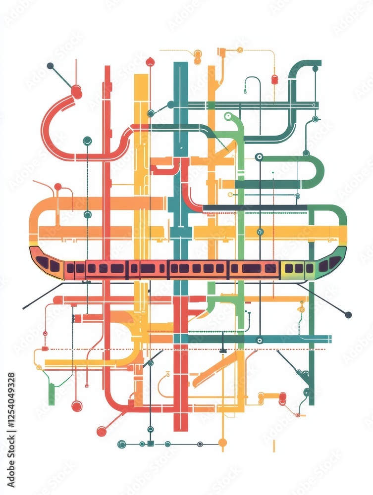 Aufkleber detailed subway map showcasing various metro lines and transit routes for urban passengers and trave