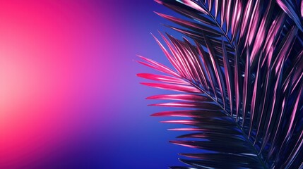Vibrant Tropical Palm Leaf against Colorful Gradient Background