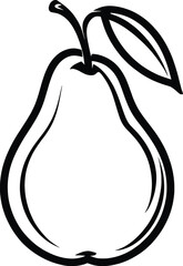 Minimalist Black Line Drawing Of A Pear, transparent background