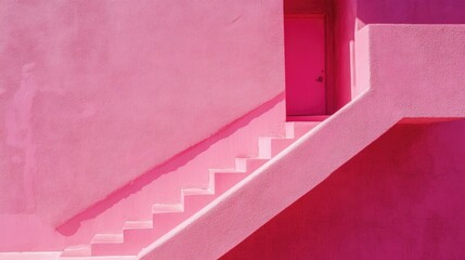Pink Building with Red Door and Stairs