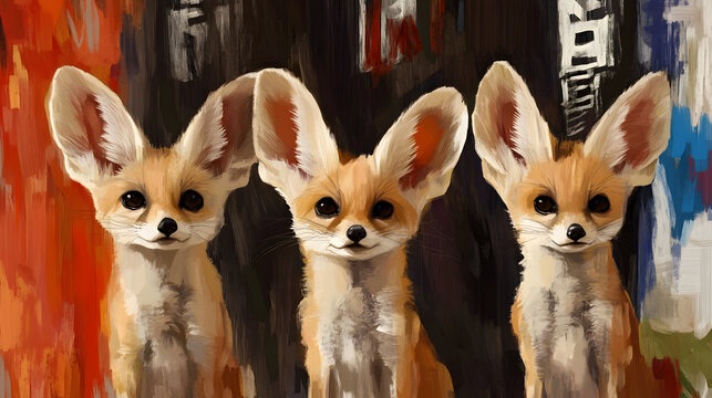 Colorful Artistic Fox Portrait - Vibrant, Playful Wildlife Illustration with Bold Colors & Fur Texture