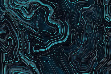 Obraz premium Abstract close-up of a glowing blue digital circuit board, showcasing intricate connections and technological design on a black background. 