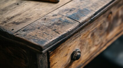 Obraz premium Rustic wooden drawer with aged texture and natural light