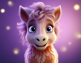 Niedliches Fohlen, lila Hintergrund