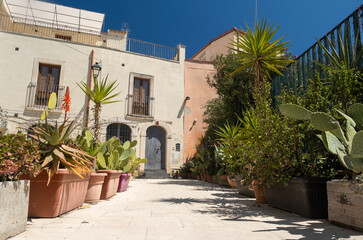 Scicli cityscape. View to Historical Buildings. Sicily, Italy.
