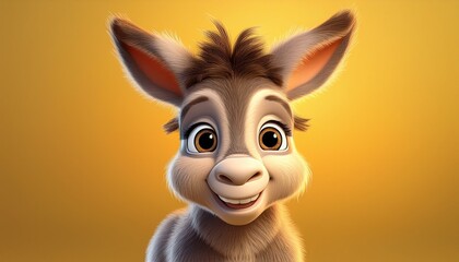 Niedlicher kleiner Esel, gelber Hintergrund