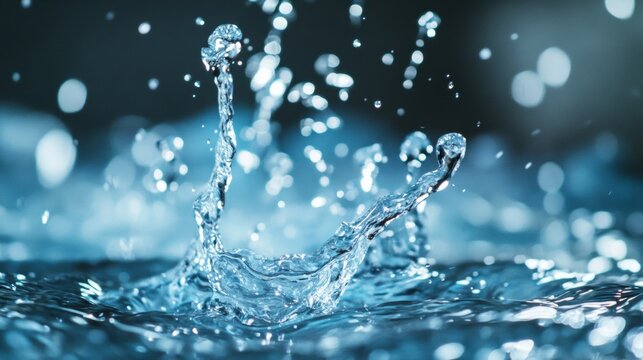 Crystal-clear water splashes frozen in motion
