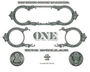 Elements of 1 US dollar banknote