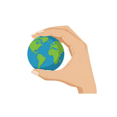 Hand Holding a Green Earth