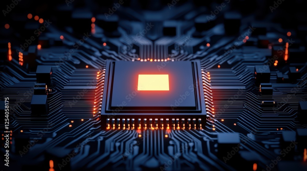 Poster abstract technology background with cpu and circuitry design