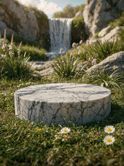 Marble Podium in Nature Mock-up