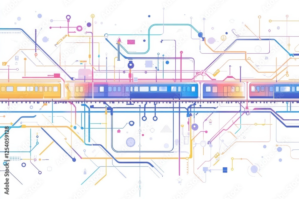 Leinwandbilder Metro map and subway layout design showcasing public transportation routes and connections. Generative AI