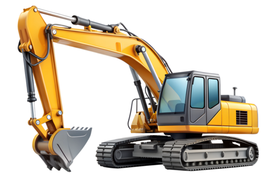 excavator on a white background