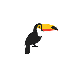 Naklejka premium Minimal Flat Icon of Toucan with Bold Beak