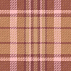 Post plaid pattern fabric, summertime tartan texture vector. Up check background textile seamless in orange and red colors.