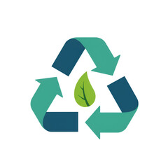 Obraz premium Green Recycling Symbol with a Leaf for Eco-Friendly Concepts