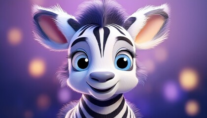 Fototapeta premium Niedliches Zebra, lila Hintergrund