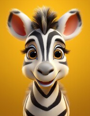 Niedliches Zebra, gelber Hintergrund