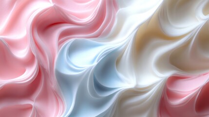 Obraz premium Abstract swirls of pink blue cream and white merge together