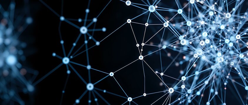 Abstract Quantum Neural Networks Pattern - Intricate Interconnected Blue Lines and Dots