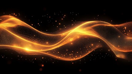 Fototapeta premium Abstract golden waves float in the dark space seemingly weightless