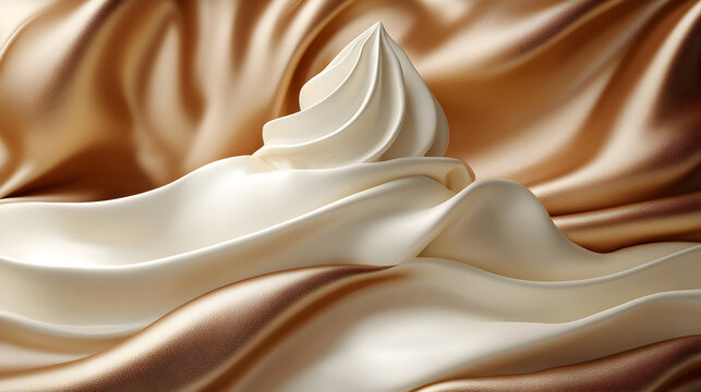 Luxurious Creamy Satin Texture: Elegant Beige Background for Culinary and Confectionery Design