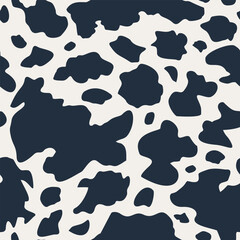 Cow Skin Animal Seamless Pattern. Dark Spots on Light Gray Background Vector Illustration