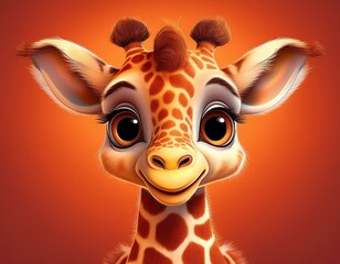 Niedliche Giraffe, roter Hintergrund