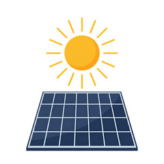Solar Panel Under the Sun with Rays