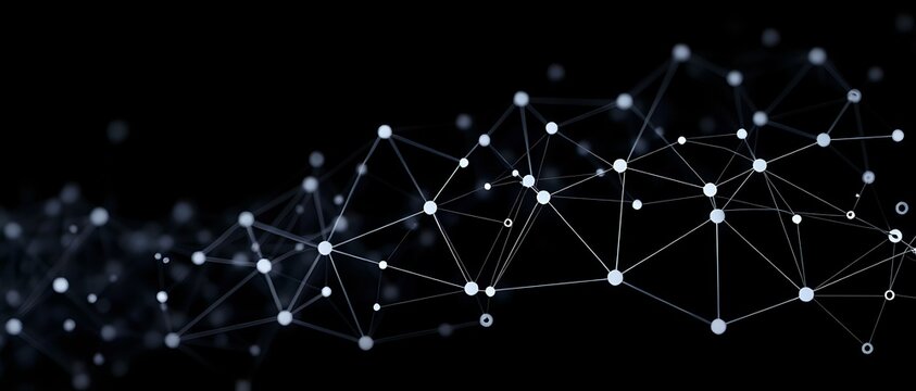 Futuristic Abstract Node Design on Dark Background - Adobe Stock