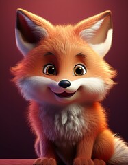 Obraz premium Niedlicher Fuchs, bordeaux Hintergrund