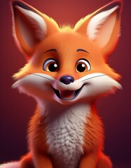 Obraz premium Niedlicher Fuchs, bordeaux Hintergrund
