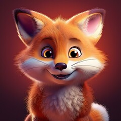 Obraz premium Niedlicher Fuchs, bordeaux Hintergrund