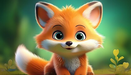 Niedlicher Fuchs, gr&uuml;ner Hintergrund