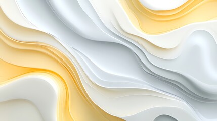 Abstract Wave Pattern in White and Gold Hues