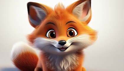 Fototapeta premium Niedlicher Fuchs, weißer Hintergrund