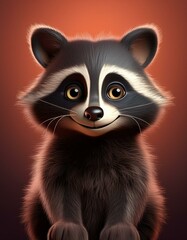 Niedlicher Waschb&auml;r, bordeaux Hintergrund