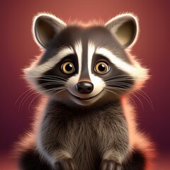 Niedlicher Waschb&auml;r, bordeaux Hintergrund