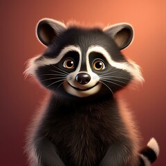 Niedlicher Waschb&auml;r, bordeaux Hintergrund