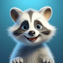 Niedlicher Waschb&auml;r, blauer Hintergrund