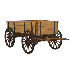 Fototapeta premium Farm Wagon with Wooden Body and Iron Wheels