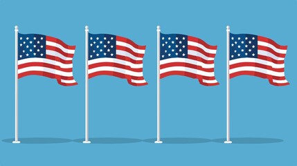 American Flags Set: Enhance Your Designs with Patriotic Elements