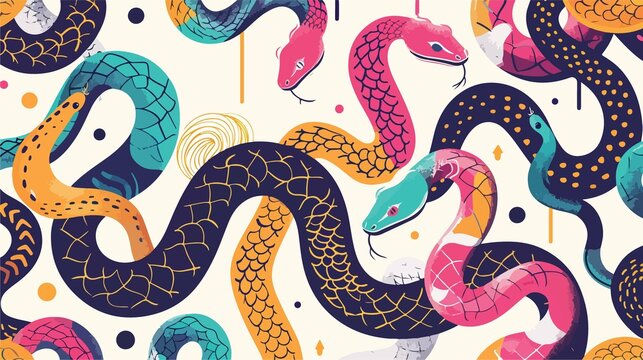2025 New Year Celebration with Colorful Snake Illustration