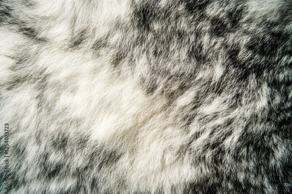 Wall mural a close-up of soft, fluffy fur in black and white patterns, creating an abstract and cozy texture.