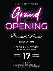 Elegant Grand Opening Label with Stylish Neon Text