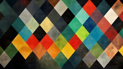 Design an abstract pattern with colorful triangles arranged in symmetrical rows
